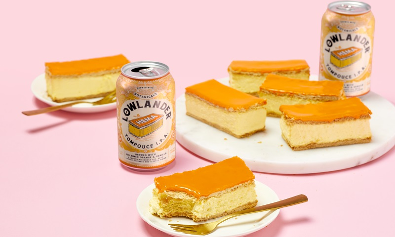 Lowlander Oranje Tompouce IPA blikjes en oranje tompoucen van de HEMA